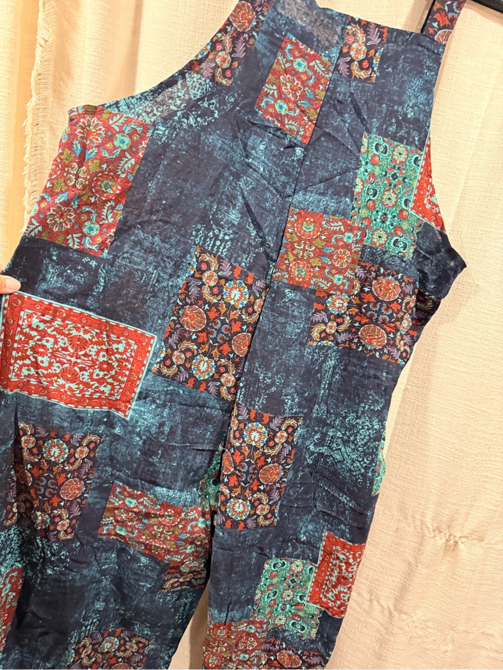 Boho Patchwork Maxi Sundress in Navy, Teal & Rust - Picture 8 of 9